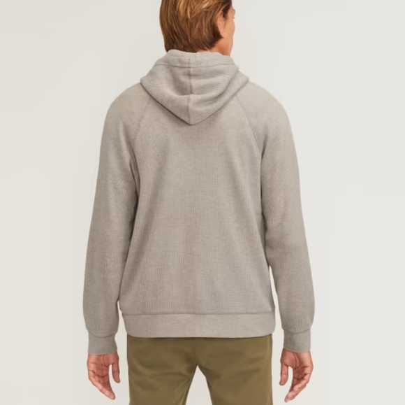 Everlane Men's Marled Taupe & Gray Organic Cotton Waffle Knit Hoodie - Picture 3 of 11